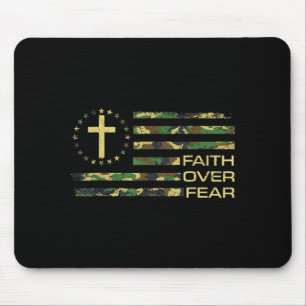 Jesus Faith Over Fear Cross Camo American Flag Usa Mouse Pad