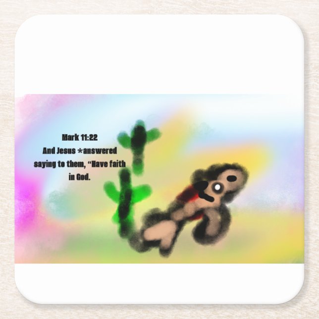 jesus faith  square paper coaster (Front)