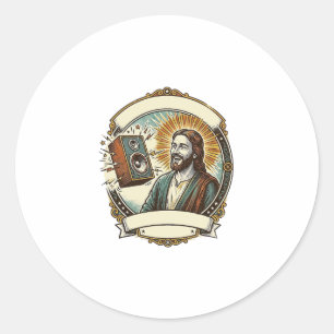 Jesus Fake Laughing Loud Club Cant Hear Party Humo Classic Round Sticker