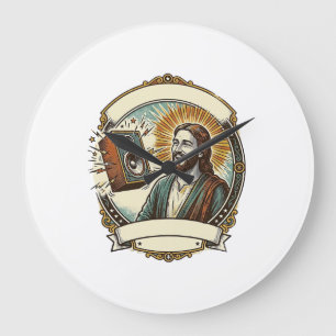 Jesus Fake Laughing Loud Club Cant Hear Party Humo Large Clock