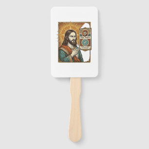 Jesus Fake Verified Checkmark Scam Troll Social Hu Hand Fan