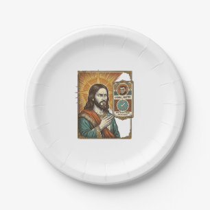 Jesus Fake Verified Checkmark Scam Troll Social Hu Paper Plate