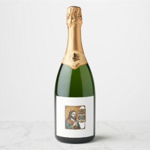 Jesus Fake Verified Checkmark Scam Troll Social Hu Sparkling Wine Label