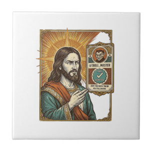 Jesus Fake Verified Checkmark Scam Troll Social Hu Tile