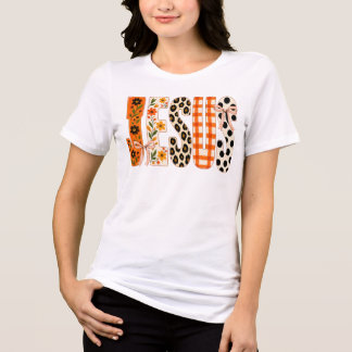 Jesus Fall Floral Typography Autumn Christian Tri-Blend Shirt