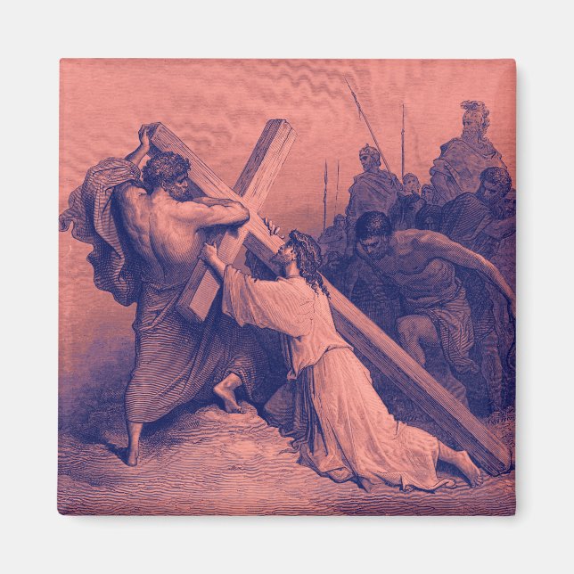 Jesus Falling Beneath the Cross | Bible Magnet (Front)