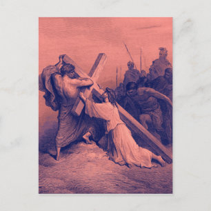 Jesus Falling Beneath the Cross Bible Postcard