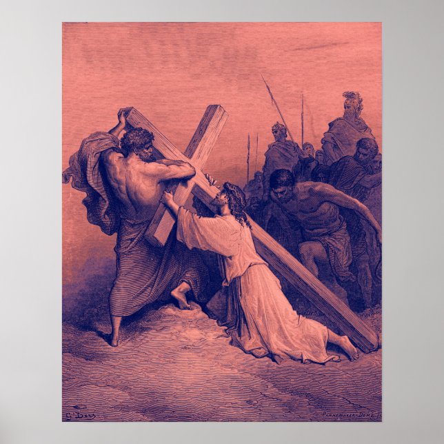 Jesus Falling Beneath the Cross | Bible Poster (Front)