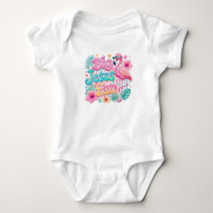 Jesus Fan with Flamingo Baby Bodysuit
