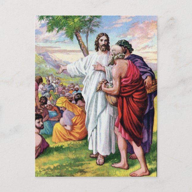 Jesus Feeding Many Hungry People Postcard (Front)