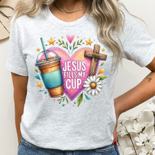 Jesus Fills My Cup Christian Coffee Lovers Tri-Blend Shirt