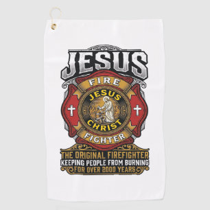 Jesus Firefighter Vintage Christian Faith Shirt Golf Towel
