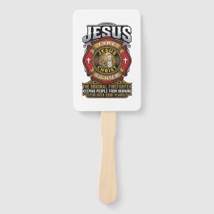 Jesus Firefighter Vintage Christian Faith Shirt Hand Fan