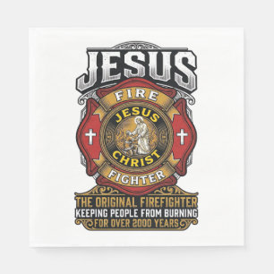 Jesus Firefighter Vintage Christian Faith Shirt Napkin