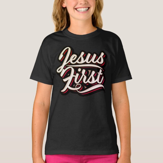 Jesus First 70's Style T-Shirt (Front)