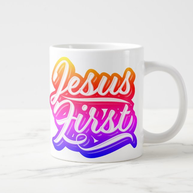 Jesus First Bright Colours Large Coffee Mug (Right)
