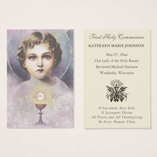 Jesus First Holy Communion Remembrance Holy Card (Front & Back)