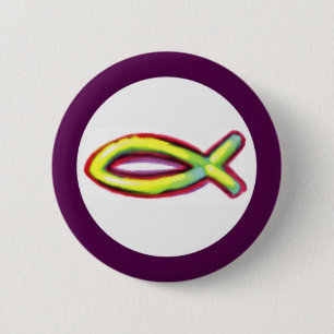 Jesus Fish 6 Cm Round Badge