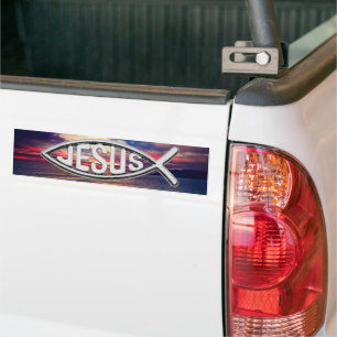 Jesus Fish beautiful sunset  Bumper Sticker
