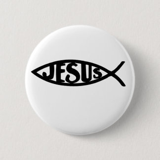 Jesus Fish (Button Black) 6 Cm Round Badge
