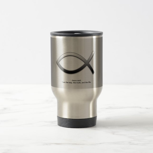 Jesus Fish Christian Ichthys Scripture Verse Travel Mug (Center)