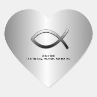 Jesus Fish Christian Scripture Way Truth Life Heart Sticker