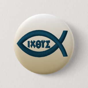 Jesus Fish Christian Symbol 6 Cm Round Badge