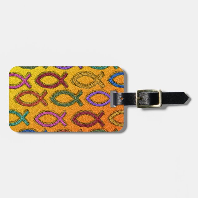 JESUS FISH DESIGN LUGGAGE TAG (Front Horizontal)