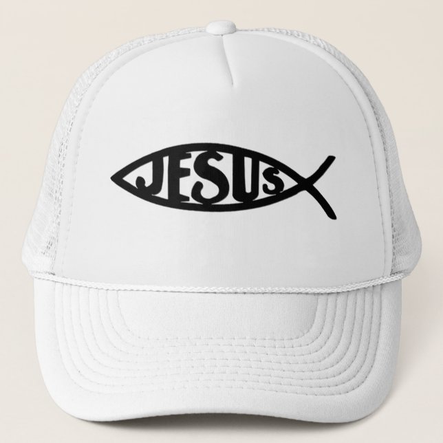 Jesus Fish (Hat Black) Trucker Hat (Front)