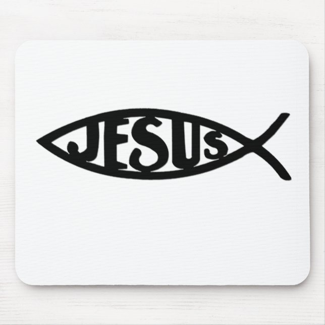 Jesus Fish (Mouse Pad Black) Mouse Pad (Front)