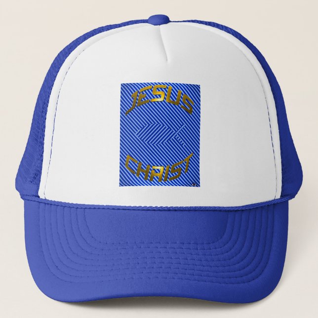 JESUS Fish Optical Illusion Trucker Hat (Front)