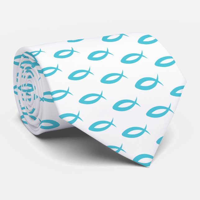 Jesus Fish Pattern Tie (Rolled)