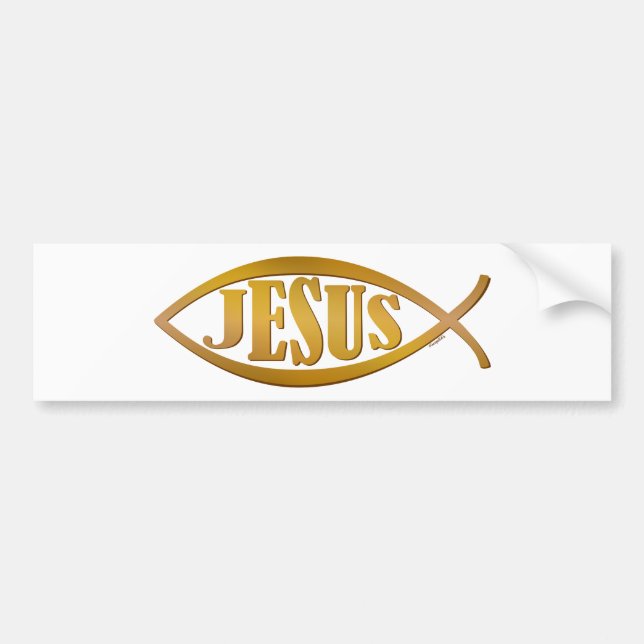 Jesus & Fish Symbol Bumper Sticker (Front)