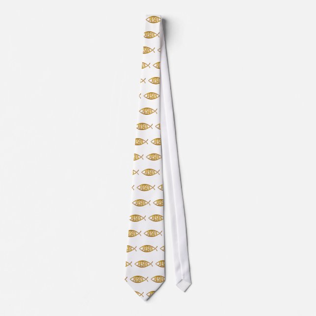 Jesus fish symbol christian gift tie (Front)