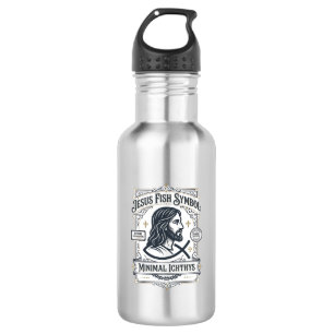 Jesus Fish Symbol Minimal Ichthys Jesus Fish Minim 532 Ml Water Bottle