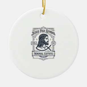 Jesus Fish Symbol Minimal Ichthys Jesus Fish Minim Ceramic Tree Decoration