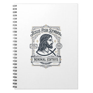 Jesus Fish Symbol Minimal Ichthys Jesus Fish Minim Notebook