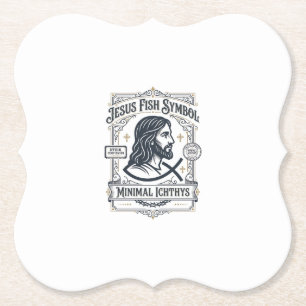 Jesus Fish Symbol Minimal Ichthys Jesus Fish Minim Paper Coaster