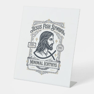 Jesus Fish Symbol Minimal Ichthys Jesus Fish Minim Pedestal Sign
