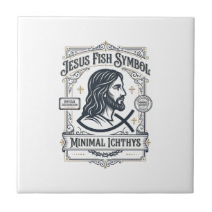 Jesus Fish Symbol Minimal Ichthys Jesus Fish Minim Tile