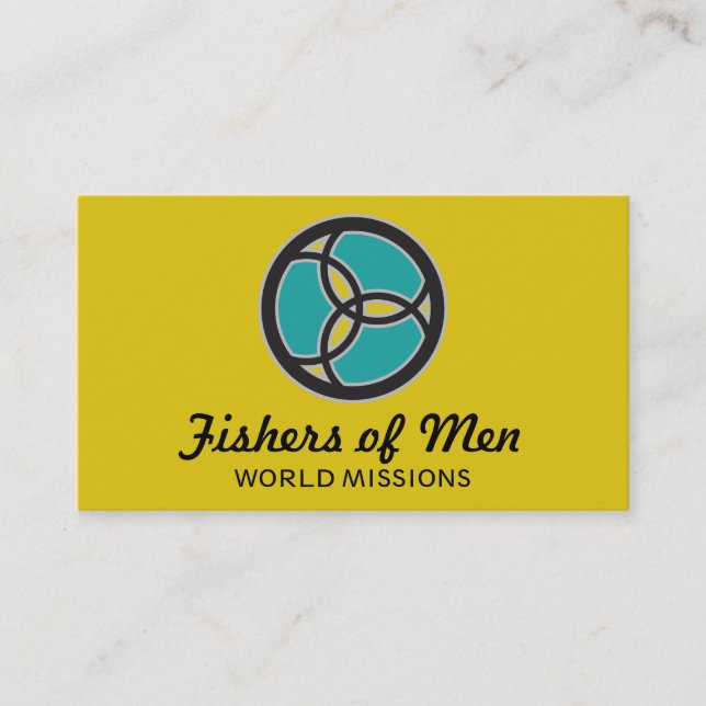 Jesus Fish Trinity Stained Glass Logo Business Card (Front)