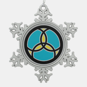 Jesus Fish Trinity Stained Glass Snowflake Pewter Christmas Ornament