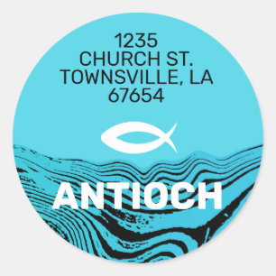 Jesus Fish Wavy Waters Classic Round Sticker