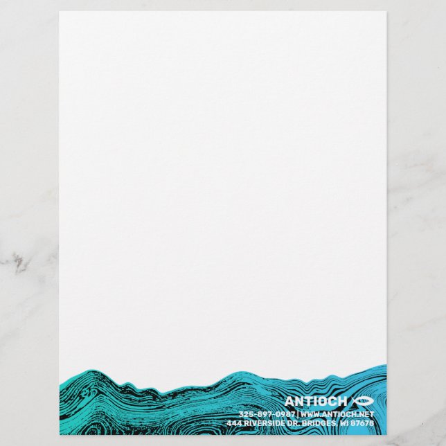 Jesus Fish Wavy Waters Custom Letterhead (Front)