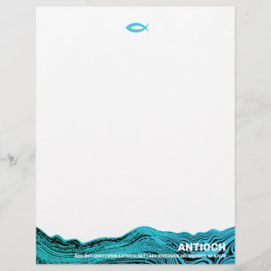 Jesus Fish Wavy Waters Custom Letterhead