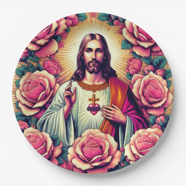 Jesus flower paper plates! plate (Front)