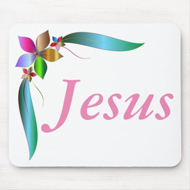 JESUS FLOWER RIBBON MOUSE PAD (Front)
