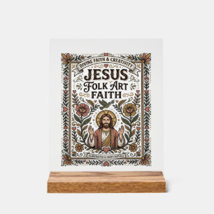 Jesus Folk Art Faith Jesus Folk Art Christian Fait Acrylic Sign