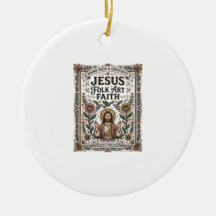 Jesus Folk Art Faith Jesus Folk Art Christian Fait Ceramic Tree Decoration