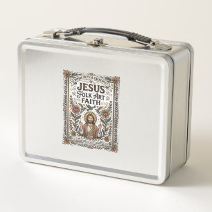 Jesus Folk Art Faith Jesus Folk Art Christian Fait Metal Lunch Box